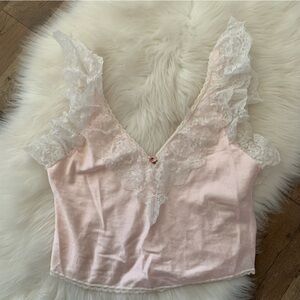Vintage Light Pink Ruffle camisole Top Size Small